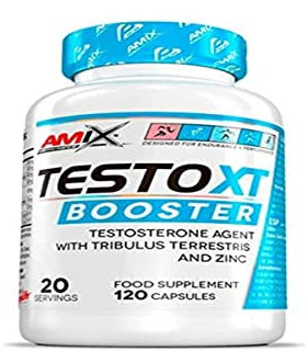 AMIX - Suplemento Alimenticio - TestoXT Booster en 120 Cápsulas - Ayuda a Promover el Aumento de los Niveles de Testosterona - Aumento de Fuerza y Masa Muscular - Suplemento Deportivo Natural