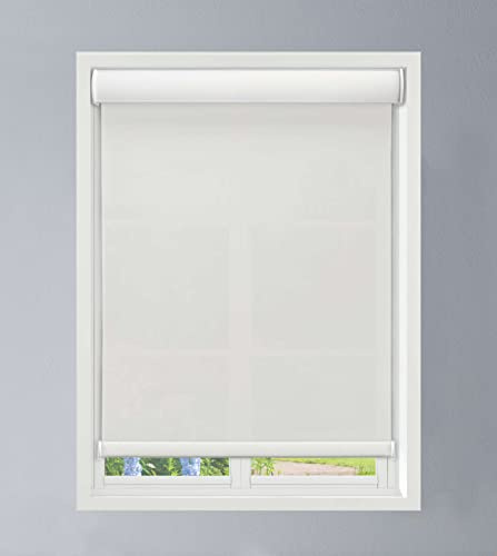 Linen Avenue Custom Cordless Cassette 1% Solar Roller Shade, 23 1/2 W x 66 H White (Arrives 1/4 Narrower)
