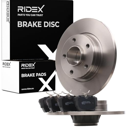 RIDEX 3405B1098 Juego para eje Kit de discos de freno y pastillas Trasero con muelle con chapa antichirrido Compatible con OPEL Vivaro A Combi X83