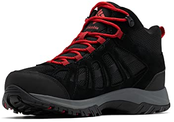 Columbia Redmond III Mid WP wasserdichte Wanderstiefel für Herren, Schwarz (Black x Mountain Red), 42 EU