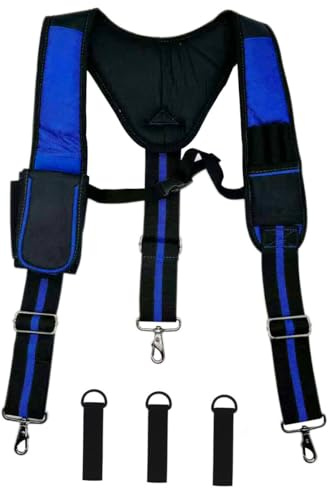 Cedrainy Heavy Duty Tool Belt Suspenders for Men 3 Point Padded Suspenders with Attachment Loops for Men