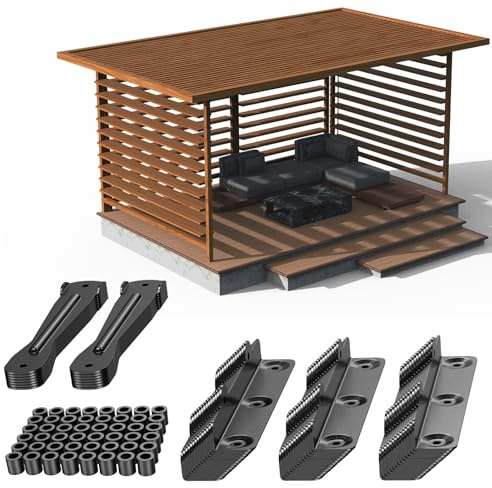 Louvers for Pergola Deck Sunblind System, Adjustable Louver Bracket Kit with 304 Stainless Steel Hardware for Bahama Shutters, Privacy Fence, DIY Wood Slat Shade Roof