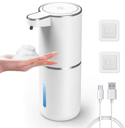 Dispenser automatico per sapone, dispenser ricaricabile touchless per sapone in schiuma da 380 ml, dispenser elettrico da parete per sapone liquido impermeabile per cucina e bagno