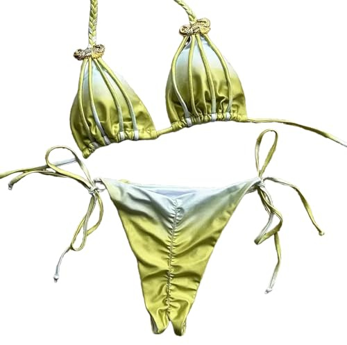 YCHUCH Tied Backless Tankini Swimsuit Solid Color Lacing Up Design Beachwear Stretchy Fabric Pool Parties Outfit Quick Drying Nylon Tankini