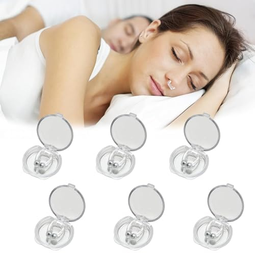 Anti Snoring Nose Clips, 6 Pack Magnetic Anti Snore Devices Clips for Sleep | reusable silicone magnetic nose clips with clear storage cases