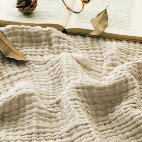 Ahhzyys muslinfilt, sommar muslinfilt 150 x 200, 100 % naturlig muslinfilt lätt mjuk, muslinfilt vuxen som cuddly filt, säng, soffa överkast