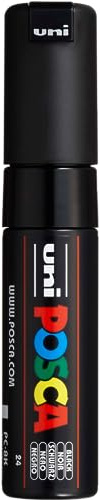 Uni-Ball 182699 - POSCA marker met brede wigpunt, PC-8K, zwart, 1 stuk