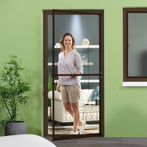 empasa Insektenschutz Fliegengitter Tür mit Alurahmen START individuell zuschneidbar, als Selbstbausatz, Farbe: braun, Größe: 100 x 210 cm