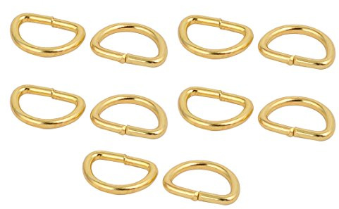 sourcing map 10 Stück 10mm innere Breite Gold Gürtel D Ringe Halbringe Halbrundringe DE de