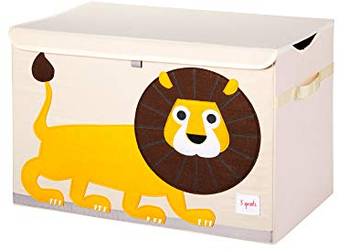 3 Sprouts Spielzeugkiste mit Deckel – Aufbewahrungsbox für Kinderzimmer, Spielzeugbox für Kinder, Spielzeug Kiste - Löwe