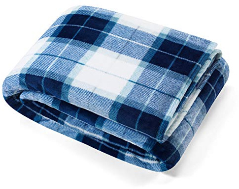 Nautica - Queen Blanket, Soft Plush Fleece Bedding, Ideal for Bed or Couch, Oeko-Tex Certified (Northsail Plaid Blue)