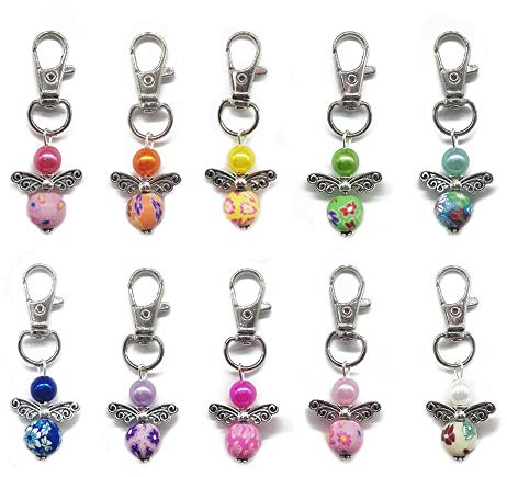 Zasiene Engelanhänger 30 Stück Gastgeschenke Kommunion Perlenengel Gastgeschenk Engel Anhänger Schlüsselanhänger Gastgeschenk Taufe Mädchen Hochzeit Schutzengel(Farbmischung)