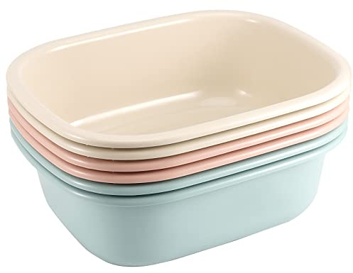 ZOENHOU 6 Pack 12 Quart Plastic Washbasin, Durable Thickening Colorful Small Dish Pan, Wash Basin Tub for Home Washing Camp Use