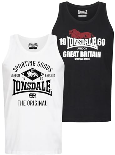 Lonsdale herr Herren Singlet Schmale Passform Doppelpack Biggin Polotröja
