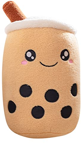 Uposao Bubble Tea mjuk leksak gosedjur, 50 cm tecknad plysch dockor rolig mjuk leksak kramkudde mjölk te tekopp kudde söt present för barn vuxna födelsedag, brunt leende