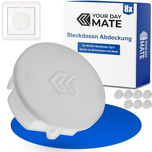 Coperchio per presa di corrente, 8 pezzi, in bianco, protezione della presa di corrente contro la polvere e gli spruzzi d'acqua, per outlet SchuKo tipo F, tappo di copertura per striscia di socket