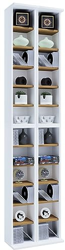 VCM Legno CD Dvd Stand Scaffale Armadio di stoccaggio Scaffale Stand Almera Legno CD Dvd Stand Scaffale Armadio di stoccaggio Scaffale Stand Almera Rovere Bianco/Miele