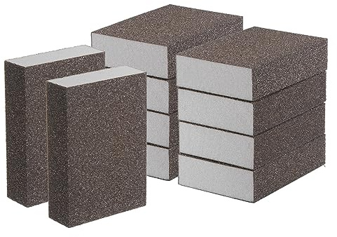 sourcing map 10pcs Medium Grit Sanding Sponge Blocks 120-180 Grit Foam Sanding Block for Polishing Kitchen Metal Wood Drywall, 100x70x25mm