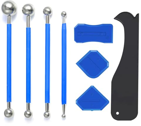 luckaide Lot de 8 extracteurs de joints en silicone - Extracteur de joints en silicone - Extracteur de joints en silicone - Kit de grattoir en silicone - Extracteur de boule en métal pour salle de