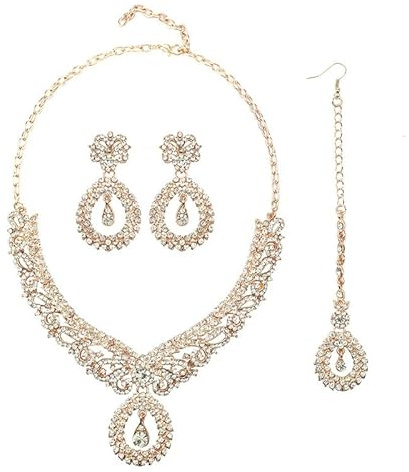 MAIGO Indian Jewellery Set - Gold Necklace, Head Jewellery, Women's Bridal Set