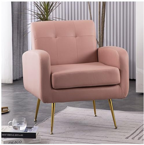 DXDRT Fauteuil De Salon Moderne, Chaise De Loisirs Rembourré avec Pieds en Métal, Chaise De Canapé Confortable pour Chambre à Coucher,Salle De Lecture,Salle D'Attente,Rose