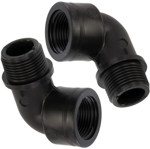 Aerzetix – C75041 – uppsättning med 2 anslutningsvinkel 90° han-hona, 9/4 x 3/4 tum för bevattning, trädgårdsslang, droppsystem – maximalt tryck 10 bar – polyetylen – vattencirkulation