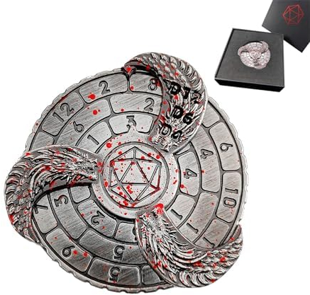 Drehbarer mechanischer Würfelspinner, Metall, polyedrische D&D-Roulette-Würfel, 7-in-1 kombinieren D4, D6, D8, D10, D12, D%, coole DND-Würfel mit Geschenkbox