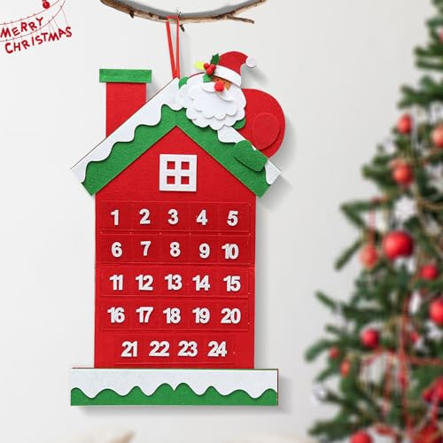Calendrier de l'Avent 2024, Calendrier de l'Avent en Feutre Calendrier de l'Avent à Suspendre Calendrier de L'avent Avec 24 Petites Poches, pour Décoration de Noël