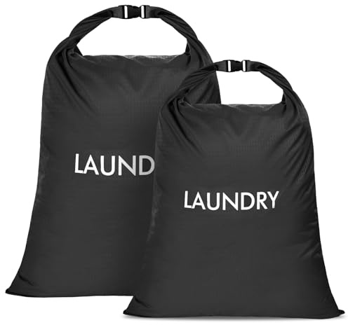 CANBOX 2 Pack Waterproof Travel Laundry Bag Set, Roll-Top Wet Dry Bag for Odor Control & Separating Dirty Clothes, Packable Space Saver Organizer for Gym, Swimming & Cruise Suitcases