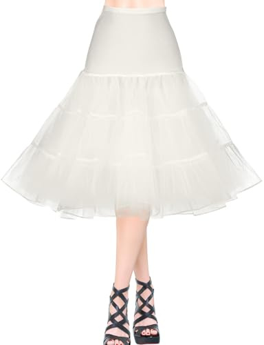 AYBUY 50-tal retro underkjol, vintage A-linje underkjol klassisk elastisk rockabilly tutu-kjol för damer halvslip utklädningsfester dans, halloweenfest, dans