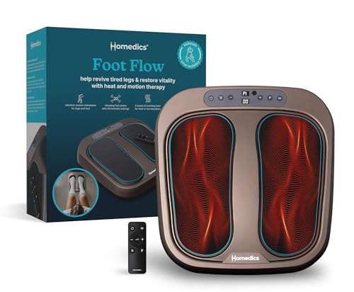 Homedics Foot Flow Mobility Booster Vibration Massager - Vibrating Foot Massager with Soothing Heat, 20 Intensities & 3 Pre-Set Modes, Help Promote Blood Flow & Revitalise Tired Muscles