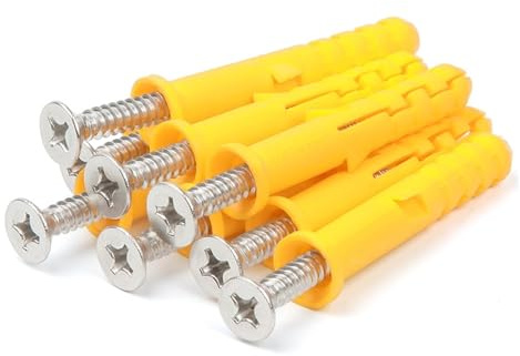 Expansion tube 6mm 8mm 10mm Premium Plastic Expansion Tube Pipe Wall Anchors Plug Expansion With Nails Flat Countersunk Head Screw(8 x 100mm (50pcs),Color Zinc Screw)