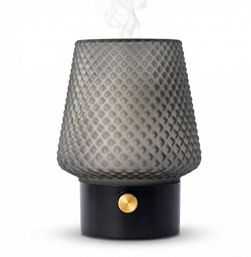 MULIN Diffusore di Oli Essenziali in Vetro, 100ML Diffusore Aromaterapia ad Ultrasuoni Ultra Silenzioso, 7 Colori LED, Senza BPA, Profumatore Ambiente per Relax e Benessere