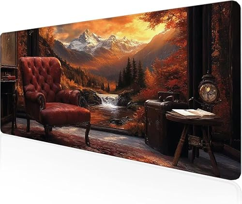 Tapis De Souris Forêts,Sous Main Bureau Chaise Longue Tapis De Souris XXL Gaming 1400x600x3mm Protege Bureau Base AntidéRapante,Durable ImperméAble Tissu Texturé Microtissu AméLiore PréCision Y1-1138