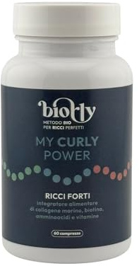MY CURLY POWER STARK RICCI är kosttillskottet formulerat för att stödja styrkan, elasticiteten och välbefinnandet hos lockigt och vågigt hår, premiumformel - 60 tabletter 2 månaders behandling
