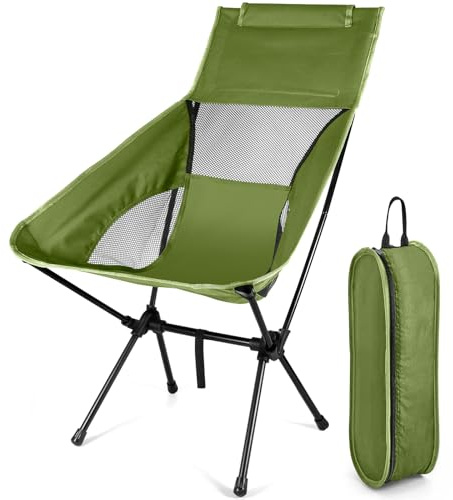 NXPZ Vikbar Campingstol, Ultralätt och Bärbar Hopfällbar Stol, Campingstol med Förvaringspåse, Max Belastning 150 kg, Lämplig för Grillning, Picknick, Fiske, Strand, Vandring