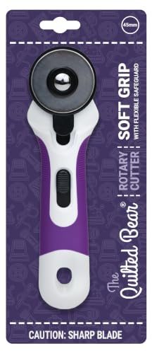 The Quilted Bear Rotary Cutter - Ergonomic Soft Grip Rotary Cutter for Fabric with Sharp Cutting Blade & Easy Blade Replace System (45mm Rotary Cutter)
