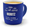 printplanet - Kaffeebecher mit Namen Moritz graviert - SoftTouch Tasse mit Gravur Design Positive Eigenschaften - Matt-gummierte Oberfläche - Farbe Blau