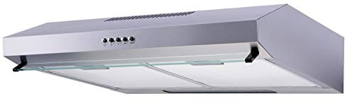 SIA VSR60SS 60cm Visor Cooker Hood, Kitchen Extractor Fan, Under Cabinet Wall Mounted, Top Vented, Stainless Steel Silver