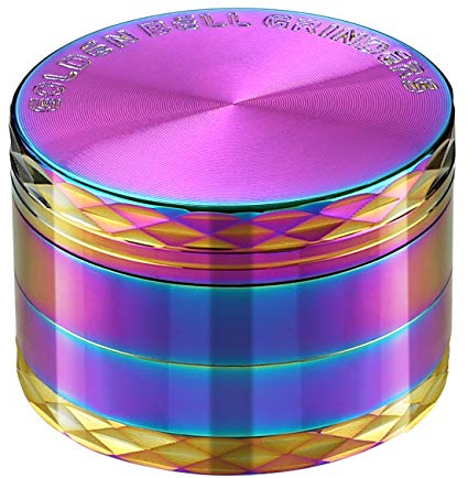 LIHAO Grinder Moledor de Especias Molinillo de Especias Metálico 50mm 4 pisos Duradero Aleación de Zinc (Multicolor con Pliegue)