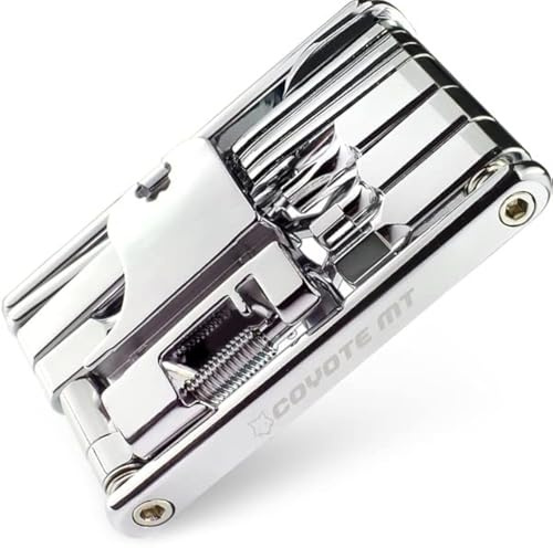 COYOTE MT Multitool 20 in 1 - Kit di riparazione bici compatto e leggero per bici da strada e mountain bike, borsa da sella e tasca - Include custodia - regalo ciclista