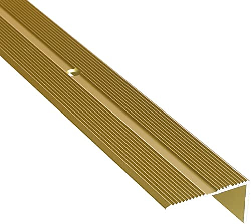 DQ-PP Vinkelprofil | profilmått – 40 mm x 20 mm borrade inklusive skruvar | guld | 200 cm | aluminium | 2 m | svängstång | avslutningsprofil | trappkant