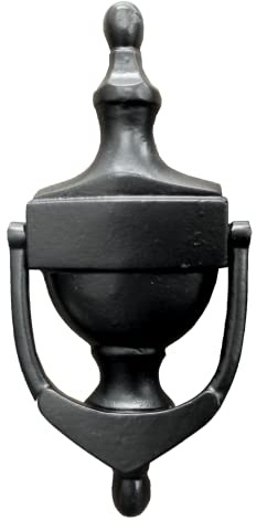 UAP Black Iron Victorian Urn Door Knocker - 6 inch Traditional Front Door Hardware with Powder Coated Finish & Mounting Kit - Victorian Style Home Decor for Wardrobe & Entrance Doors