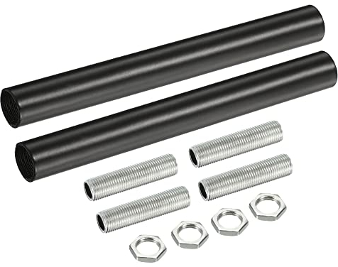 sourcing map Fileté Extension Tige Trousse, M10 Filetage 3.94 Accouplement Écrou Rond Manchon Connecteur avec Fileté Tuyau Hexagonal Écrou, Noir 2 Ensemble