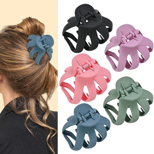 Lolalet Mollettone Capelli Donna 5 Pezzi, Pinze per Capelli Elegante, Ciappo Capelli Donna Forti e Antiscivolo, Capelli Clip Artiglio per Donne e Ragazze - Stile A