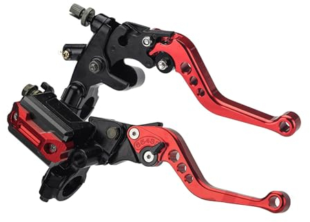 Bremskupplungs Hauptzylinder Reservoirhebel, Kupplungshebel Set Motorrad Bremshebel 7/8 Zoll Universal, Griff Kupplungshebel Set Obere Pumpe Hydraulisch Verstellbare Bremse (Rot)