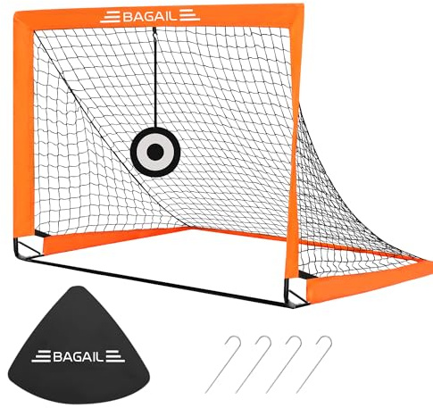 BAGAIL Fotbollsmål, popup-fotbollsnät med mål, pickets och bärbar bärväska, lätt att montera, perfekt för trädgårdsträning och fritidsmatcher.