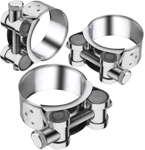 T Bolt Hose Clamps 29-31mm Exhaust Pipe Clamp 3 Pieces Heavy Duty Tube Clamps 304 Stainless Steel Bolt Clip Band Width 20mm for Exhaust Hose Water Pipe Attachment
