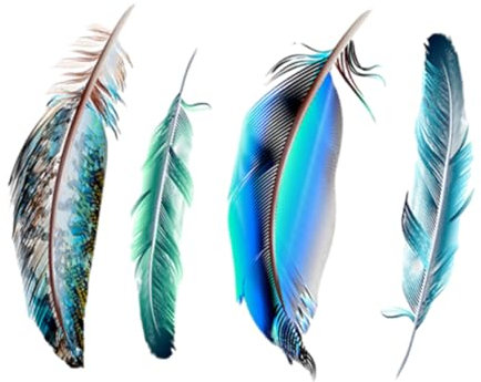 4 Adesivi per Auto Piuma, 3D Creativo Piuma Colorato Auto Corpo Adesivo, Cartoon Impermeabile Piuma Adesivo PVC per Auto, Adesivo per Coprire i Graffi della Carrozzeria, Adesivo Decorativo per Auto