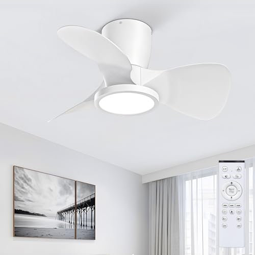 Ateroll Ventilador de Techo con Luz, Ø61CM, LED Regulable 3CCT (3000K-4000K-5000K), 1500LM Ventilador de Techo con Mando a Distancia, 6 Velocidades, Temporizador, Apto para Salón, Dormitorio